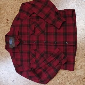 Pendleton Vintage Virgin Wool Men's Board Shirt Red, Green & Black Plaid Size M
